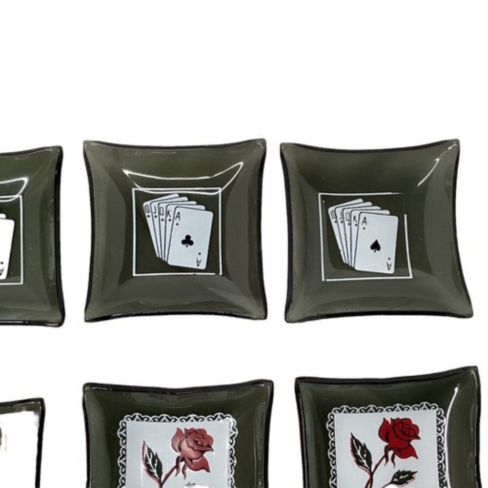 Set of 9 Vintage Glass Cocktail Ashtrays Trinket Dishes Salt Cellar Barware - Picture 6 of 7